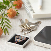 Vaas met verglaasd tin met roosterdecoratie sleutelhanger (Zijkant)