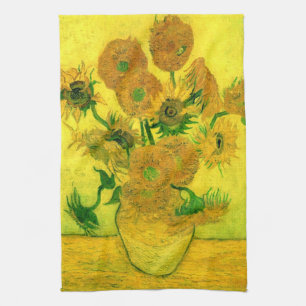 Vaas met Vijftien Sunflowers Van Gogh Fine Art. Theedoek