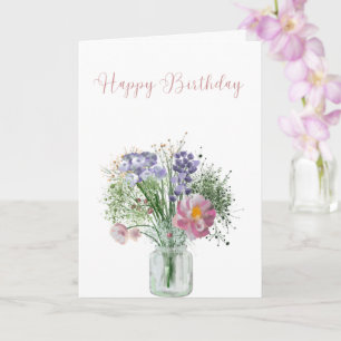 Vaas met wilde bloemen verjaardagskaart kaart