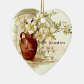 Vaas met witte rozen vintage watercolor ornament (Rechts)