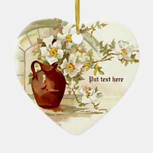 Vaas met witte rozen vintage watercolor ornament