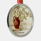 Vaas met witte rozen waterverf ornament (Rechts)