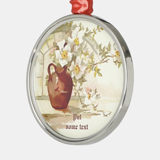 Vaas met witte rozen  waterverf ornament (Links)