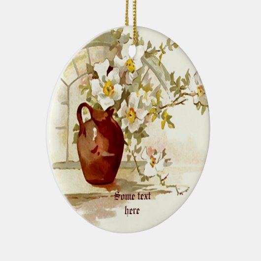 Vaas met witte rozen  waterverf ornament (Rechts)