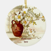 Vaas met witte rozen  waterverf ornament (Voorkant)
