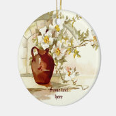 Vaas met witte rozen  waterverf ornament (Links)