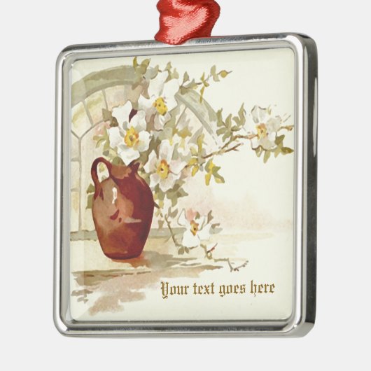 Vaas met witte rozen  waterverf ornament (Links)