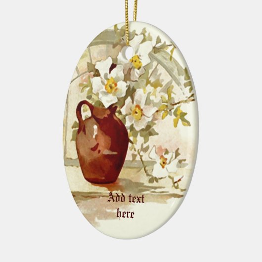 Vaas met witte rozen  waterverf ornament (Links)