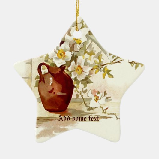 Vaas met witte rozen waterverf ornament (Voorkant)