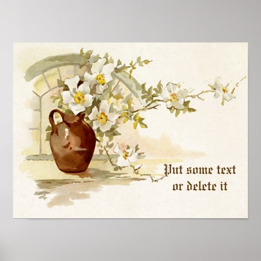  vaas met witte rozen waterverf print (Voorkant)