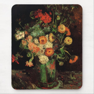 Vaas met Zinnias en Geraniums, Vincent van Gogh Muismat