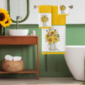 Vaas met zonnebloemen bad handdoek