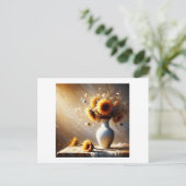 Vaas met zonnebloemen, briefkaart (Staand voorkant)