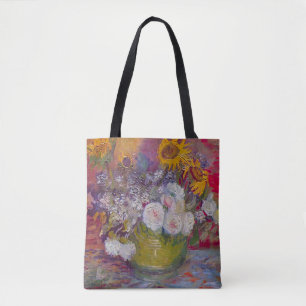 Vaas met zonnebloemen en rozen door Vincent van Go Tote Bag