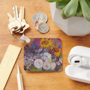 Vaas met zonnebloemen en rozen van Vincent van Gog Sleutelhanger