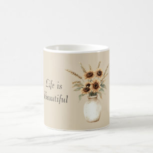 Vaas met zonnebloemen koffiemok