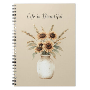 Vaas met zonnebloemen notitieboek
