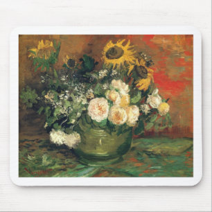 "Vaas met Zonnebloemen, Rozen en Andere Bloemen " Muismat
