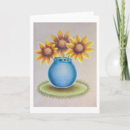 Vaas met zonnebloemen wenskaart kaart