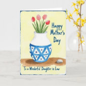 Vaas Moederdag Wenskaart Kaart (Gele Bloem)