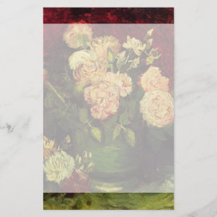 Vaas Pioenrozen en Roos,Vincent van Gogh Briefpapier