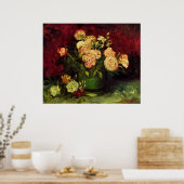 Vaas Pioenrozen en Roos, Vincent van Gogh Poster (Keuken)