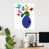 vaas poster van dragonfly-roos (Thuiskantoor)