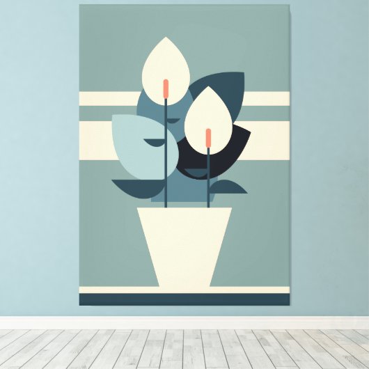 vaas tulpen | Vaas Bloemen | Vaas Bloem Canvas Afdruk (Insitu (Houten vloer))