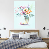 vaas van bloem Uitgerekt Canvas Print (Insitu (Slaapkamer))