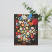 Vaas van bloemen met juwelen, munten en schelpen,  briefkaart (Staand voorkant)