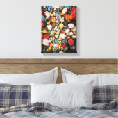 Vaas van bloemen met juwelen, munten en schelpen, canvas afdruk (Insitu (Slaapkamer))