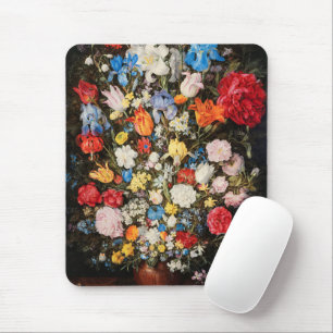 Vaas van bloemen met juwelen, munten en schelpen, muismat