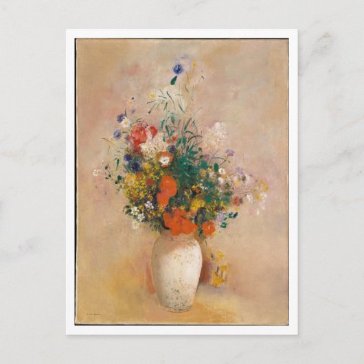 Vaas van bloemen met roze door Redon Painting Briefkaart (Voorkant)