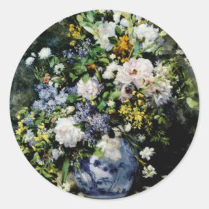 Vaas van bloemen ronde sticker