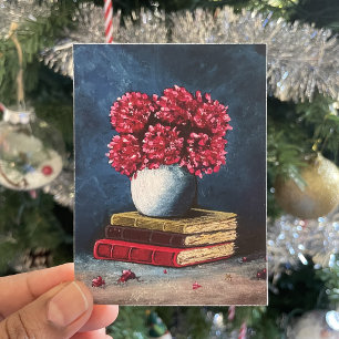 Vaas van bloemen roze blauwe boeken lezen Stilleve Poster