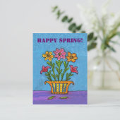 Vaas van Happy Spring Flowers Briefkaart (Staand voorkant)