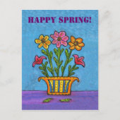 Vaas van Happy Spring Flowers Briefkaart (Voorkant)