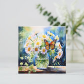 Vaas van madeliefjes  Bloemen Blank Kaart (Staand voorkant)