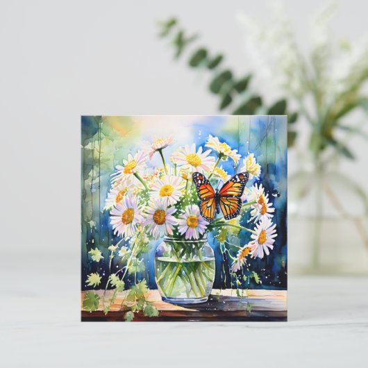 Vaas van madeliefjes Bloemen Blank Kaart (Staand voorkant)