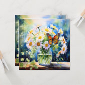 Vaas van madeliefjes  Bloemen Blank Kaart (Voorkant / Achterkant in situ)