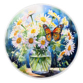 Vaas van madeliefjes Bloemen Keramische Knop (Voorkant)