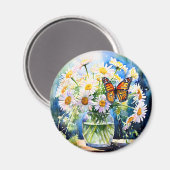 Vaas van madeliefjes  Bloemen Magneet (Voorkant / Achterkant)