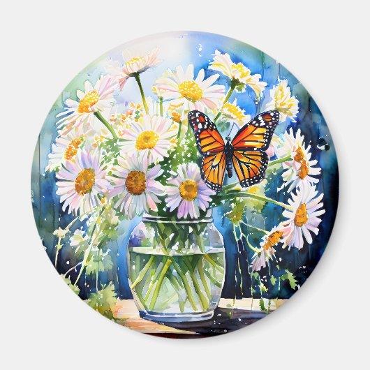 Vaas van madeliefjes  Bloemen Magneet (Voorkant)