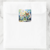 Vaas van madeliefjes Bloemen Vierkante Sticker (Tas)