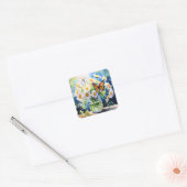 Vaas van madeliefjes Bloemen Vierkante Sticker (Envelop)