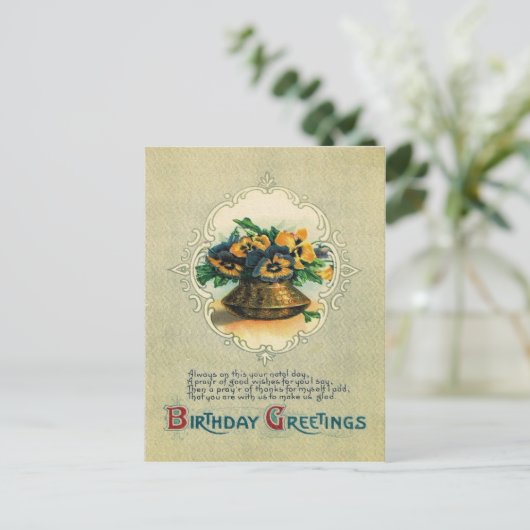 Vaas van Pansies Briefkaart (Staand voorkant)