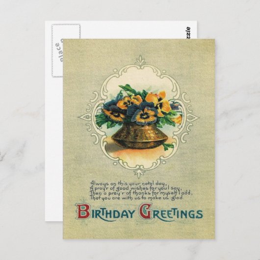 Vaas van Pansies Briefkaart (Voorkant / Achterkant)