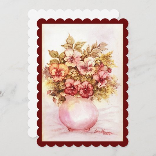 Vaas van Pansies Flat Vakantie Kaart (Voorkant / Achterkant)