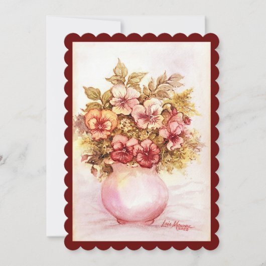 Vaas van Pansies Flat Vakantie Kaart (Voorkant)