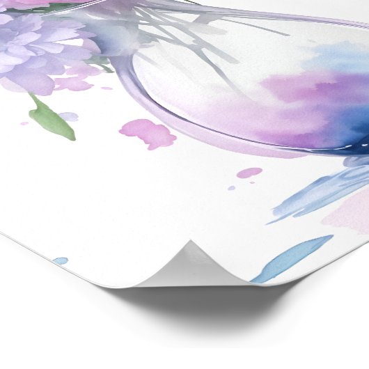 Vaas van Pastel Bloemen Waterverf Bloem Poster (Hoek)